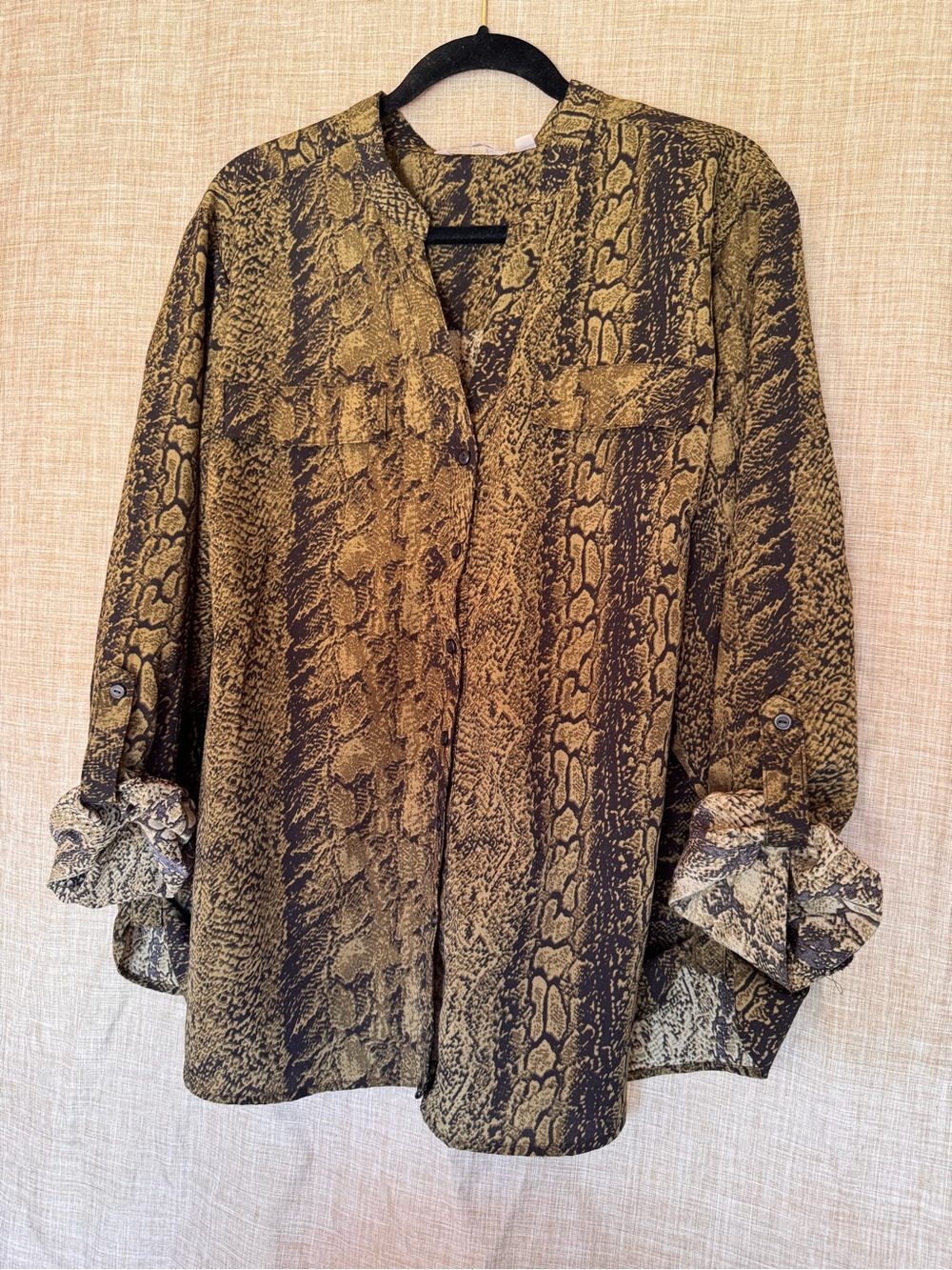 Coral Bay Mustard and Dark Brown Animal-Print Top